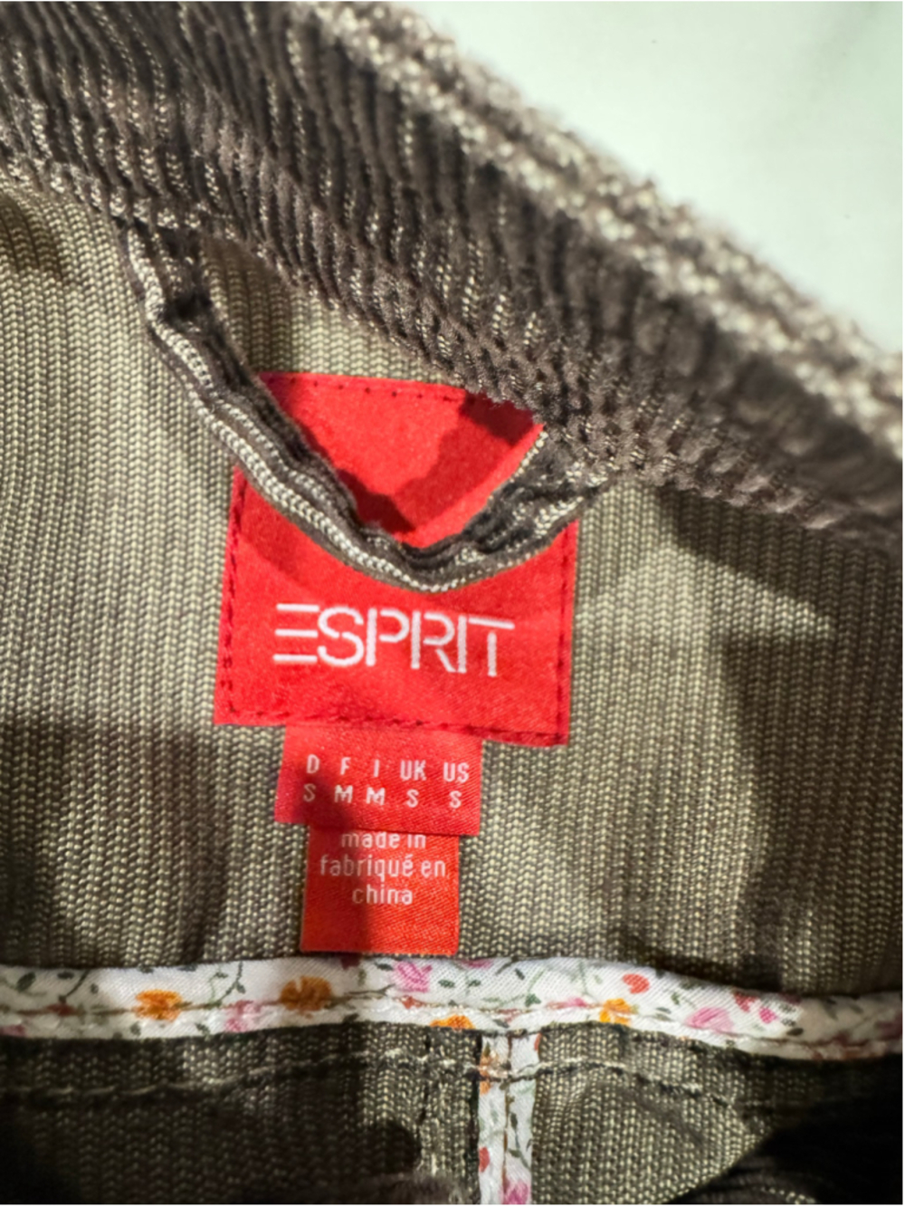 Y2K Esprit Brown Corduroy Military Utility Jacket Size S - Picture 6 of 10